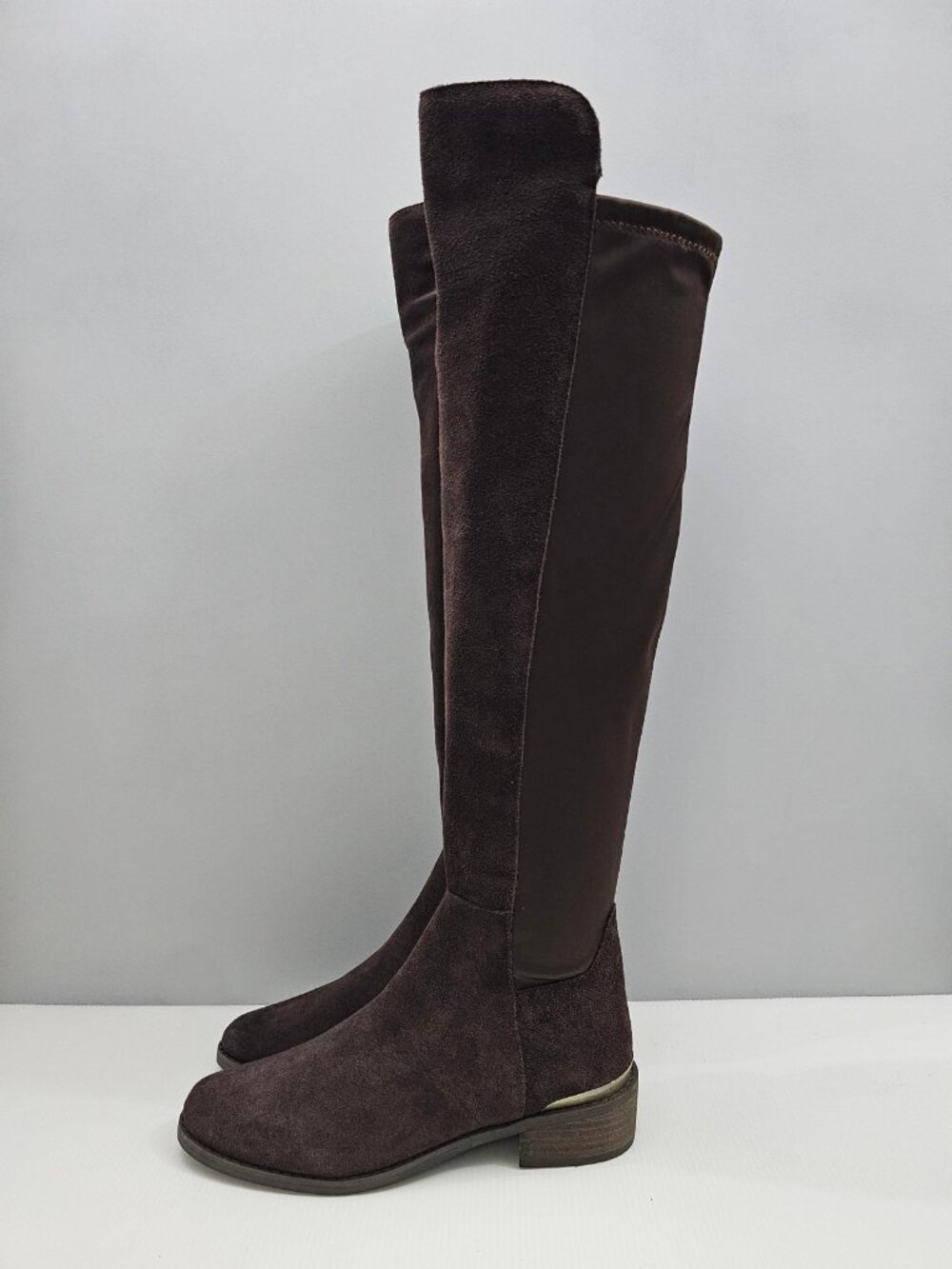 Blondo Valina Waterproof Over The Knee Boots Womens 8 Brown Suede Stretch Tall